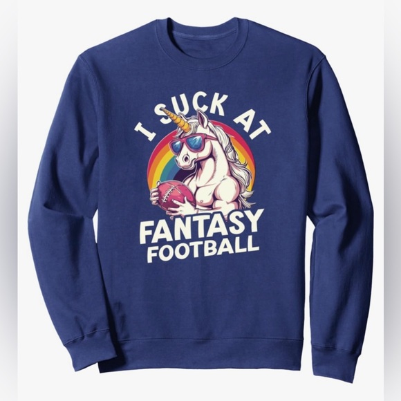 New fantasy football , Funny Graphic unicorn long sleeve sweatshirt XL - Picture 2 of 6